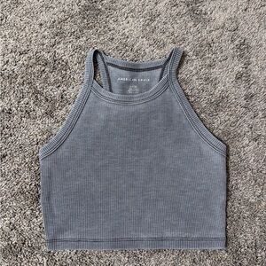 American Eagle Outfitters Gray Ribbed Crop Top